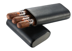 Burgos Black Leather Cigar Case - Holds 3 Cigars
