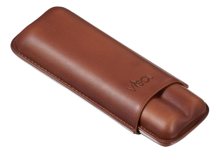 Legend Brown Genuine Leather Case - Holds 2 Cigars
