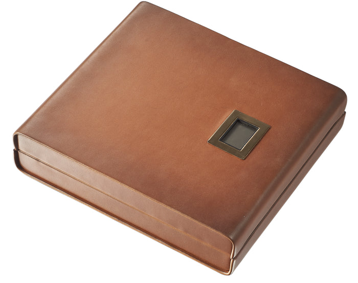 Brown Leather Madrid Travel Humidor with Digital Hygrometer