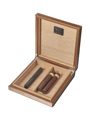 Brown Leather Madrid Travel Humidor with Digital Hygrometer