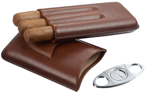 Visol Legendary Saddle Leather Cigar Case with Cutter