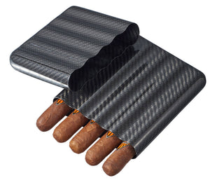 Night Carbon Fiber Cigar Case - Holds 5 cigars
