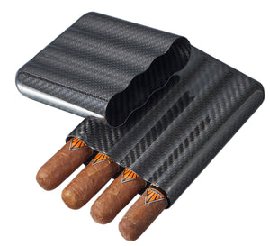 Night Carbon Fiber Cigar Case - Holds 4 cigars