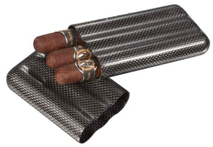 Visol Night II Silver Carbon Fiber 3 Finger Cigar Case