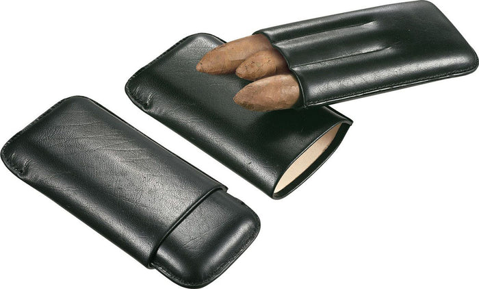 Trek Genuine Black Leather 3 Finger Cigar Case