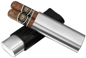 Salerno Black Leather 2 Finger Cigar Case