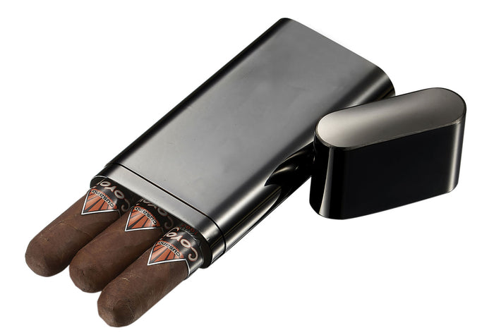 Visol Prato Gunmetal Steel 3 Finger Cigar Case