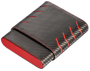 Visol Black and Red Carbon Fiber pattern 6 Finger Cigar Case