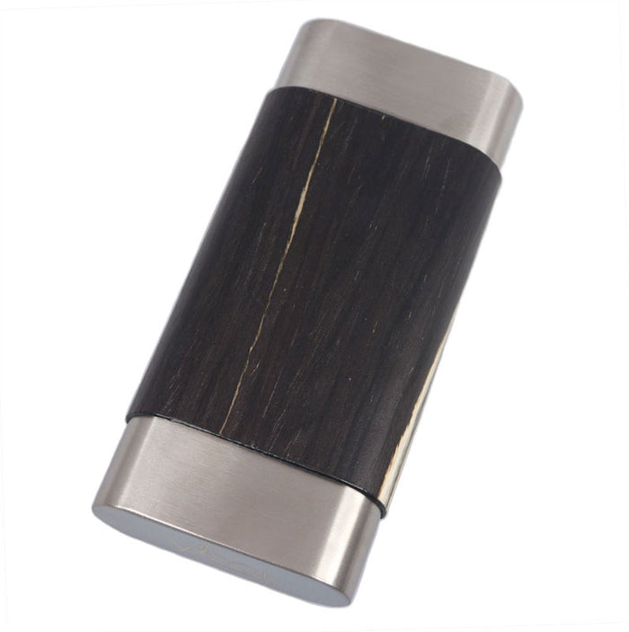 Terran Dark Exotic Wood & Stainless Steel Cigar Case