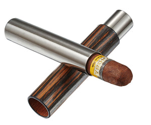 Admon Ebony Wood Wrapped Cigar Tube
