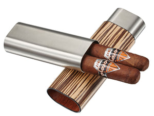 Ryland Zebrawood & Stainless Steel Cigar Case