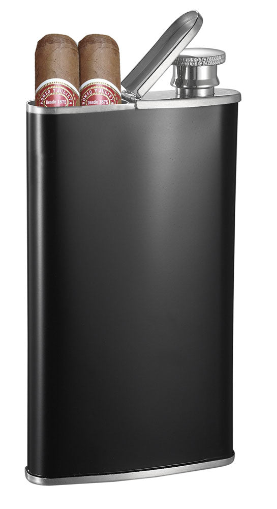 Visol Edian 4 oz Flask & Cigar Case - Black Matte