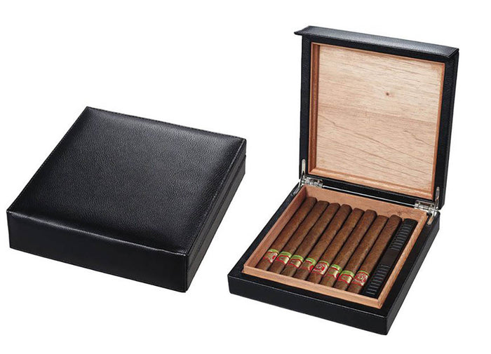 Marvolo Black Leather Cigar Humidor