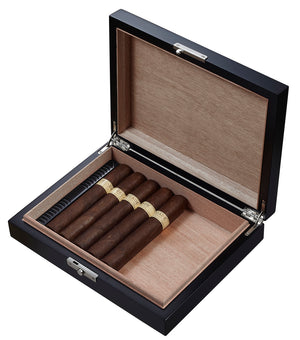 Drako Black Travel Cigar Humidor - Holds 20 Cigars