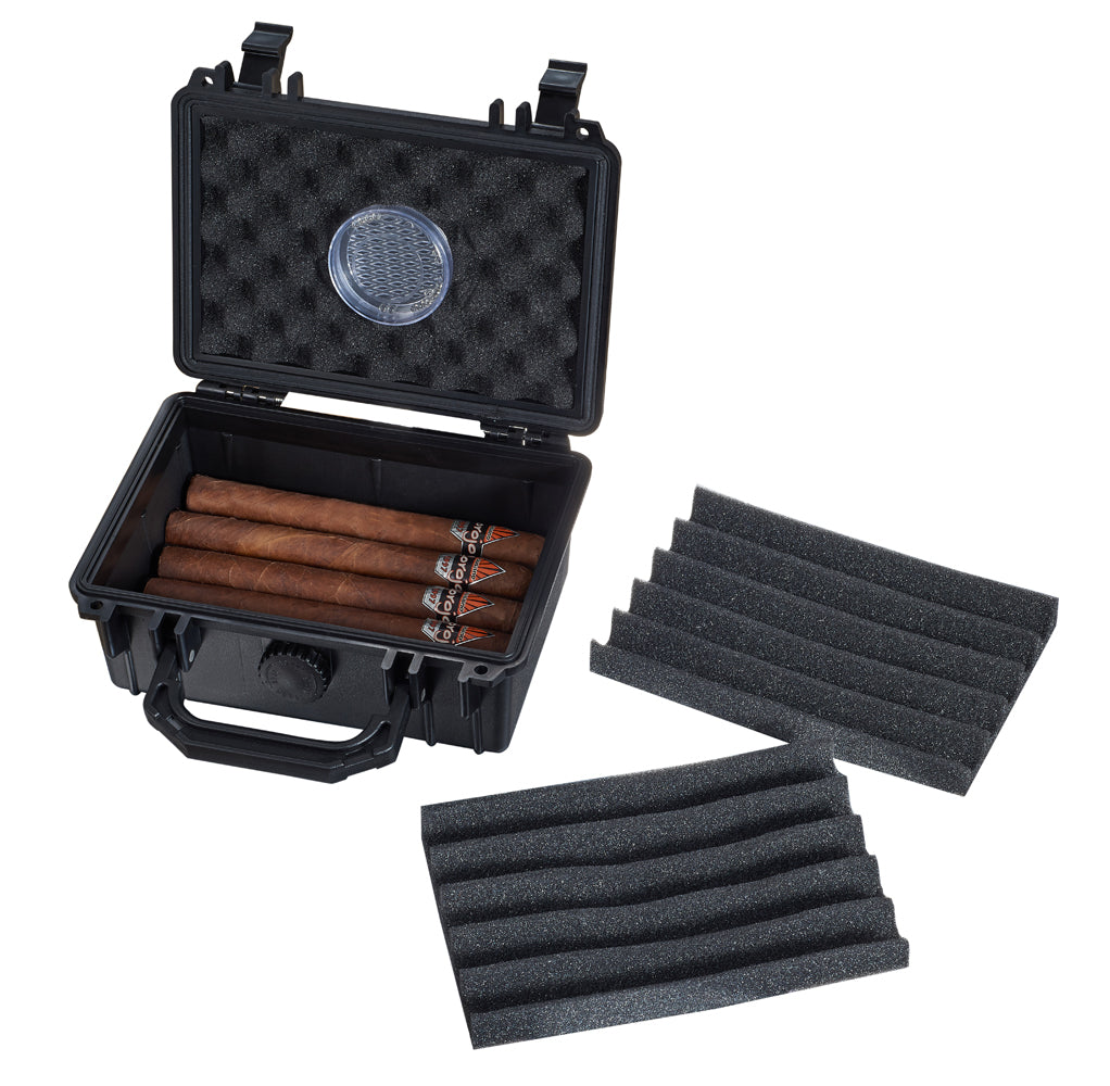 Visol Setke Black Matte Travel Cigar Case - Holds 4 Cigars