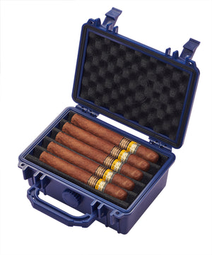 Visol Rider Hard Indigo Blue Plastic Travel Humidor - 15 Cigars
