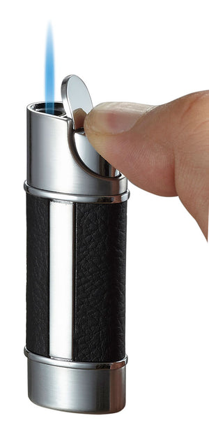 Piccolo Leather and Brushed Chrome Single Torch
