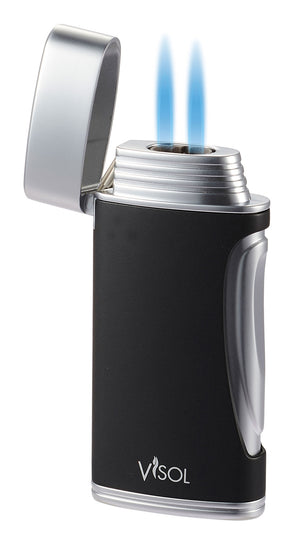 Visol DuoMatt Matte Black Double Flame Cigar Lighter