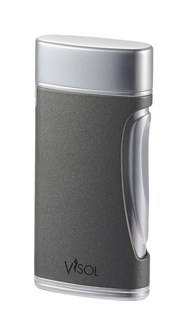 Visol DuoMatt Gray Double Flame Cigar Lighter