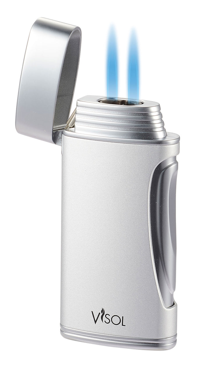 Visol DuoMatt Chrome Double Flame Cigar Lighter