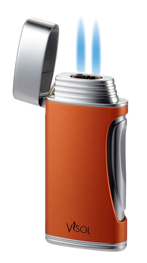 Visol DuoMatt Burnt Orange Double Flame Cigar Lighter