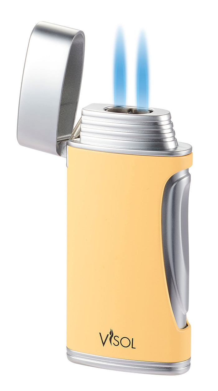 Visol DuoMatt Yellow Double Flame Cigar Lighter