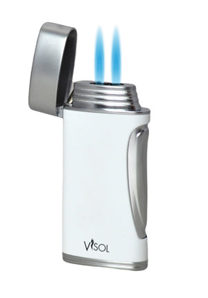 Visol DuoMatt White Double Flame Cigar Lighter