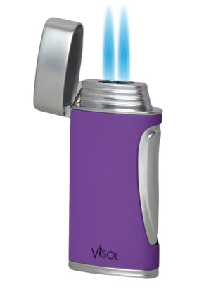 Visol DuoMatt Purple Double Flame Cigar Lighter
