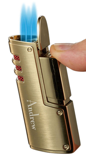 Artdeco Triple Torch Cigar Lighter - Gold