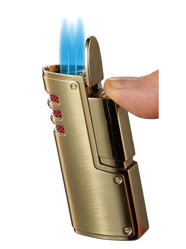 Artdeco Triple Torch Cigar Lighter - Gold