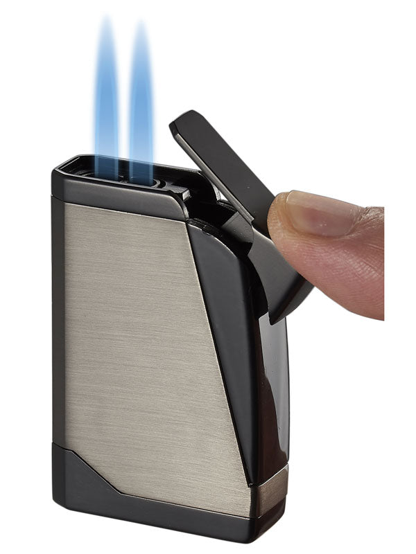 Madrid Dual Torch Flame Cigar Lighter - Silver