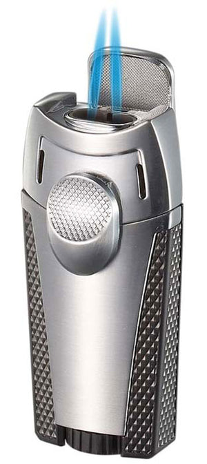 Visol Meru Dual Torch Cigar Lighter - Silver