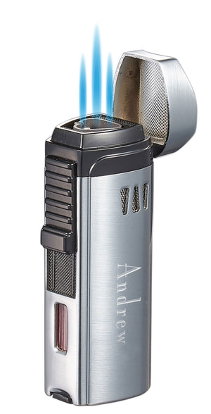 Visol Denali Triple Torch Cigar Lighter - Silver