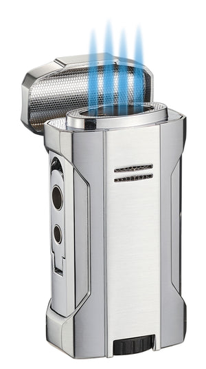 Visol Rhino 2.0 Silver Quad Flame Torch Cigar Lighter