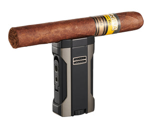 Visol Rhino 2.0 Black & Gunmetal Quad Flame Torch Cigar Lighter
