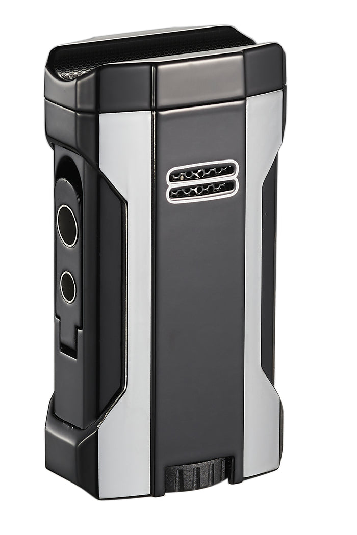 Visol Rhino 2.0 Black & Silver Quad Flame Torch Cigar Lighter