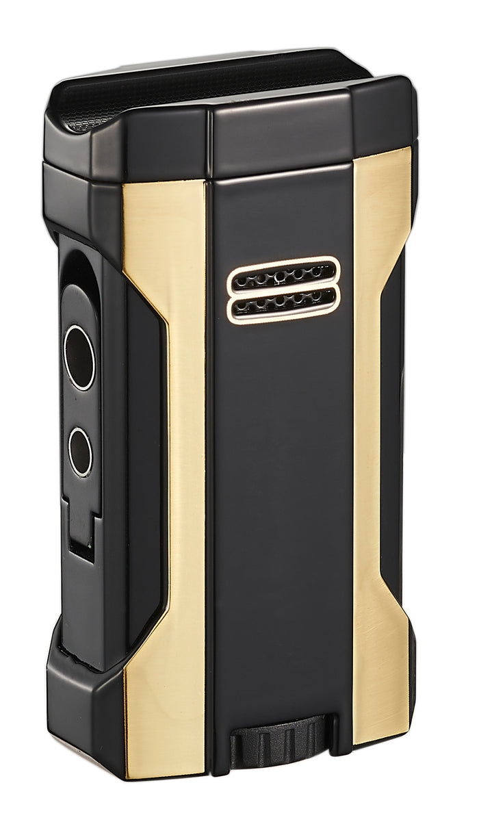 Visol Rhino 2.0 Black & Gold Quad Flame Torch Cigar Lighter