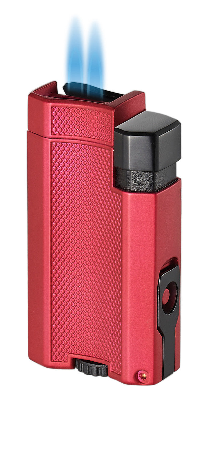 Visol Concave Double Flame Torch Lighter - Burgundy Red