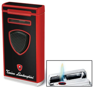 Pergusa Black and Red Lacquer Single Torch Lighter