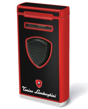 Pergusa Black and Red Lacquer Single Torch Lighter