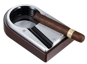 Lock Metal and Wood Cigar Ashtray