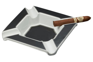 Visol Festus Large Cigar Ashtray - Matte Black & Silver