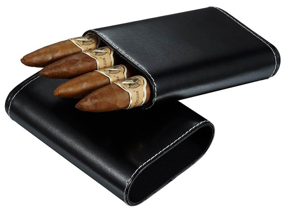 Visol Peter James Leather Brown Travel Cigar Case - VPJ004
