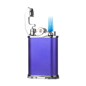 Visol Retro Triple Flame Cigar Lighter - Purple & Chrome