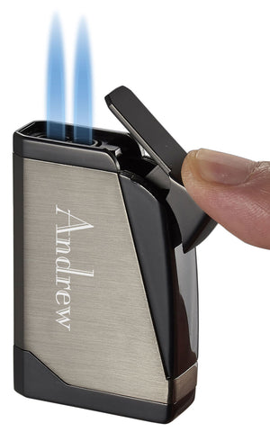 Madrid Dual Torch Flame Cigar Lighter - Silver