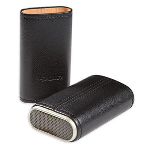 Xikar Envoy Black Leather Cigar Case With Carbon Fiber Caps