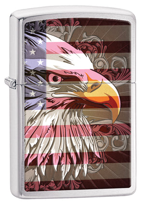 Zippo Eagle Flag Brushed Chrome Windproof Lighter