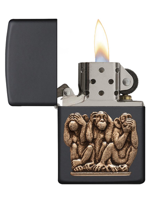 Zippo Three Monkey Black Matte Lighter