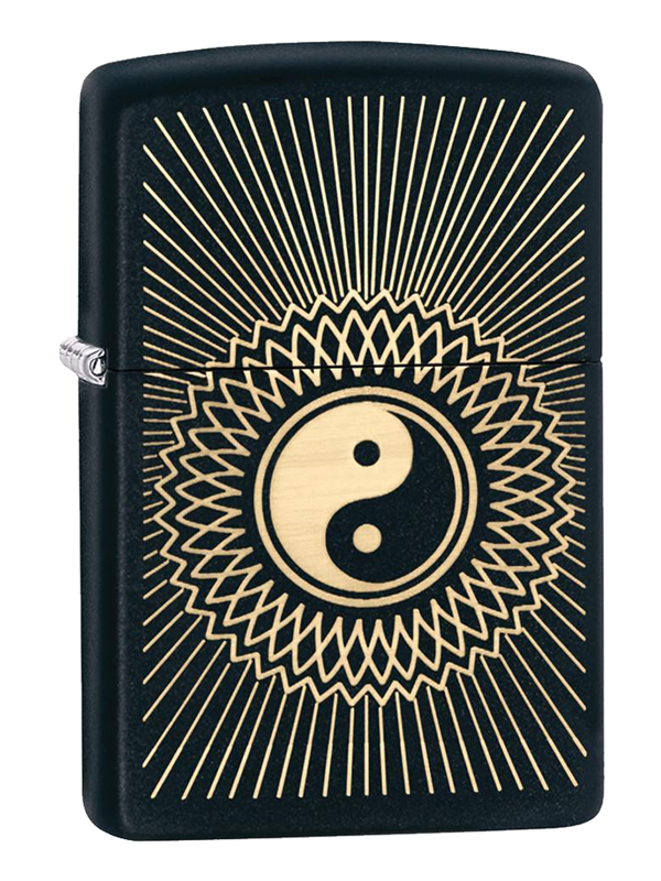 Zippo Yin & Yang Laser Engraved on Black Matte Lighter