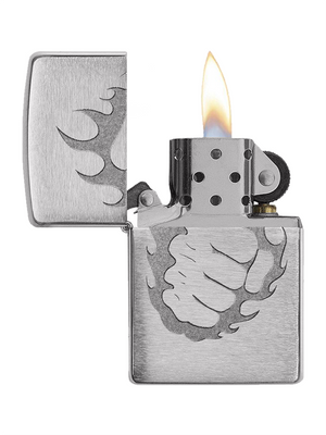 Zippo Fist & Fire Brushed Chrome Lighter